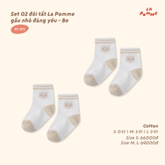 LP - Set 02 đôi tất La Pomme gấu nhỏ đáng yêu - Be - M - SS26.T8A