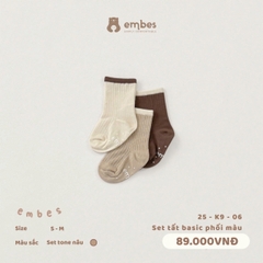 EMBES - Set tất basic phối màu set tone - 25-K9-06 - Nâu - S - SS26.T8A