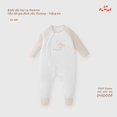 LP - Body dài tay La Pomme liền tất gia đình yêu thương - Trắng Be - 3-6M - SS26.T8B