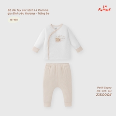 LP - Bộ dài tay cúc lệch La Pomme gia đình yêu thương - Trắng Be - 0-3M - SS26.T8B