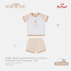 LP - Bộ cộc tay Mềm Mịn by La Pomme chiếc bánh xinh của puppy - Cam - 9-12M - SS26.T8B
