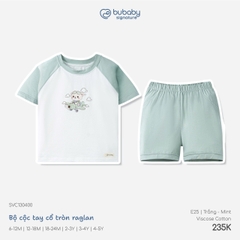 BU - Bộ cộc tay cổ tròn Raglan - SVC130400 - Trắng+Mint - 6-12M - SS26.T8C