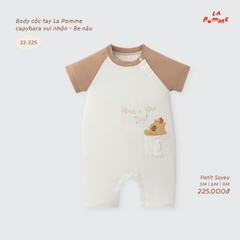 LP - Body cộc tay La Pomme capybara vui nhộn - Be Nâu - 6-9M -SS26.T9A