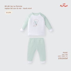LP - Bộ dài tay La Pomme raglan bé con tò mò - Xanh mint - 12-18M -SS26.T9A