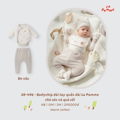 LP - Body chip dài tay quần dài La Pomme chú sóc và quả sồi - Be Nâu - 3-6M -SS26.T9A