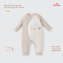 LP - Body dài tay La Pomme chú sóc và quả sồi - Be Nâu - Newborn -SS26.T9A