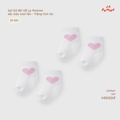 LP - Set 02 đôi tất La Pomme sắc màu tươi tắn - Trắng (tim to) - 0-3M -SS26.T9A