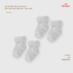 LP - Set 02 đôi tất La Pomme đón mùa mới thật êm - Ghi nhạt - 0-3M -SS26.T9A