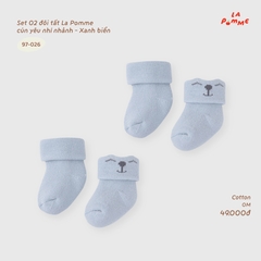 LP - Set 02 đôi tất La Pomme cún yêu nhí nhảnh - Xanh biển - 0-3M -SS26.T9A