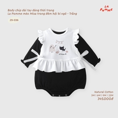 LP - Body chip dài tay dáng thời trang La Pomme mèo Misa trong đêm hội bí ngô - Trắng - 9-12M - SS26.T9B