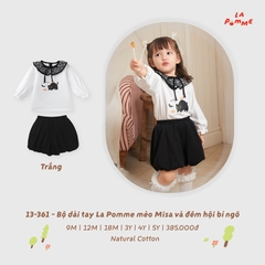 LP - Bộ dài tay La Pomme mèo Misa và đêm hội bí ngô - Trắng - 4-5Y - SS26.T9B