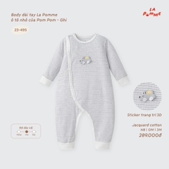 LP - Body dài tay La Pomme ô tô nhỏ của Pom Pom - Ghi - 3-6M - SS26.T9B