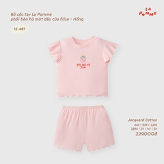 LP - Bộ cộc tay La Pomme phối bèo hũ mứt dâu của Élise - Hồng - 9-12M - SS26.T9B