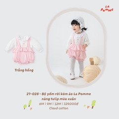 LP - Bộ yếm rời kèm áo La Pomme nàng tulip mùa xuân - Trắng Hồng - 12-18M - SS26.T9B