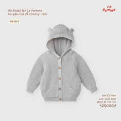LP - Áo khoác len La Pomme tai gấu nhỏ dễ thương - Ghi - 9-12M - SS26.T9B