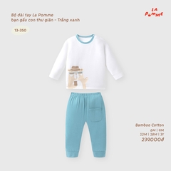 LP - Bộ dài tay La Pomme bạn gấu con thư giãn - Trắng Xanh - 2-3Y - SS26.T9B