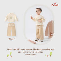 LP - Bộ dài tay La Pomme đồng hoa trong nắng mai - Be Nâu - 3-4Y - SS26.T9B