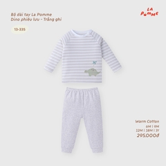 LP - Bộ dài tay La Pomme Dino phiêu lưu - Trắng Ghi - 2-3Y - SS26.T9B