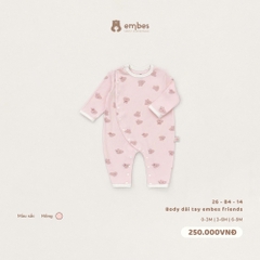 EMBES - Body dài tay embes friends hồng - 26-B4-14 - 3-6M - SS26.T9A