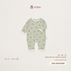 EMBES - Body dài tay embes friends xanh lá - 26-B4-14 - 3-6M - SS26.T9A
