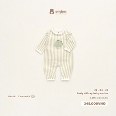 EMBES - Body dài tay baby embes caro xanh lá - 26-B4-20 - 0-3M - SS26.T9A