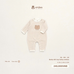 EMBES - Body dài tay baby embes caro nâu - 26-B4-20 - 0-3M - SS26.T9A