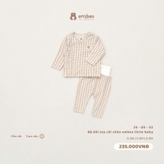 EMBES - Bộ dài tay cài chéo embes little baby caro nâu - 26-B9-02 - 6-9m - SS26.T9A