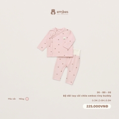 EMBES - Bộ dài tay cài chéo embes tiny buddy hồng - 26-B9-05 - 6-9m - SS26.T9A