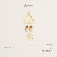 EMBES - Set bao tay bao chân mũ embes simply vàng - 26-B9-14 - NEWBORN - SS26.T9A