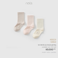 NOUS - Set 3 đôi tất cao cổ màu be ghi hồng - S - SS26.T10A