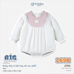 BU ĐÂY - Body chip nỉ dài tay cài sau  phối ren | 9-12M | Kem 616