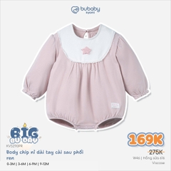 BU ĐÂY - Body chip nỉ dài tay cài sau  phối ren | 3-6M | Hồng sữa 616