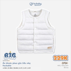 Áo khoác  phao gile Siêu nhẹ Packable | 18-24M | Trắng kem