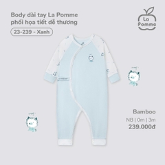 LP S10 - :Body:dài:tay:La:Pomme:phối:họa:tiết:dễ:thương: - Xanh - Newborn - SS25.T2A