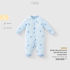 NOUS - Bộ liền dài xanh da trời họa tiết chim xanh và quả chanh NB