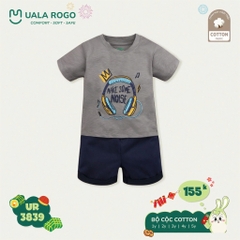 UR - Bộ Cộc Tay Cotton Cho Bé UR 3839 - Ghi - Xanh Navy - SS25.T4A - Ghi - Xanh Navy - 2Y
