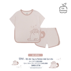 LP - Bộ cộc tay La Pomme mèo Bư ú òa - 6M Be Hồng