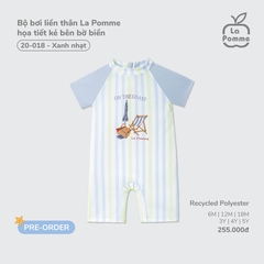 LP - Bộ bơi liền thân La Pomme họa tiết kẻ bên bờ biển - Xanh nhạt - 12-18M - SS26.T4A