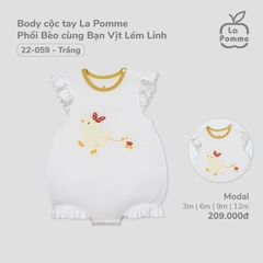 LP - Body cộc tay La Pomme Phối Bèo cùng Bạn Vịt Lém Lỉnh - Trắng - 6-9M - SS25.T3B