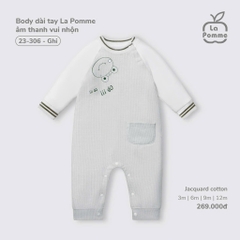 LP - Body dài tay La Pomme âm thanh vui nhộn - Ghi - 6-9M - SS25.T9B