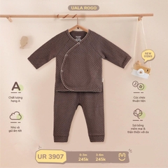 UR - Bộ cài lệch chấm bi nỉ 3907 - Nâu - 0M - Nâu
