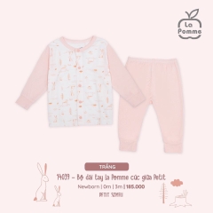 LP - Bộ dài tay La Pomme cúc giữa Petit - Newvborn Trắng