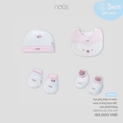 NOUS - Set phụ kiện 4 món màu trắng họa tiết cáo phối hồng -SS25.T9A