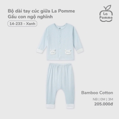 LP - Bộ dài tay cúc giữa La Pomme Gấu con ngộ nghĩnh - Xanh - SS25.T2A
