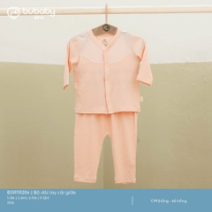 BU - Bộ dài tay cài giữa - hồng - kẻ hồng - SS25.T1A
