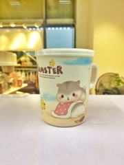 Cốc uống nước có tay cầm chất liệu sợi tre Bamboo an toàn D7064-H họa tiết chuột Hamster