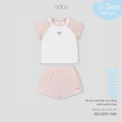 NOUS - Bộ cộc chui đầu áo trắng phối quần hồng - 6-9M - SS25.T9A