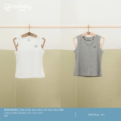 BU - Set 2 áo sát nách cổ tròn Siro Rib - Trắng - Ghi - SS25.T1A