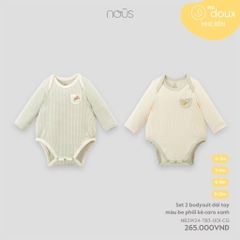 NOUS - Set 2 body dài tay màu be phối kẻ caro xanh 0M - SS24.T8A - Set 2 body dài tay màu be phối kẻ caro xanh - phối kẻ caro xanh - 0-3M - YY