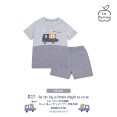 LP - Bộ cộc tay La Pomme chuyến xe vui vẻ - 6M Kẻ ghi
